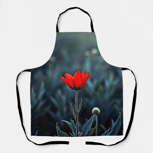 Red Flower Dark Night Solitude Art Schort (Voorkant)