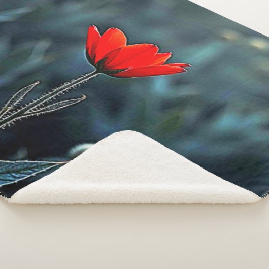 Red Flower Dark Night Solitude Art Sherpa Deken (3/4)