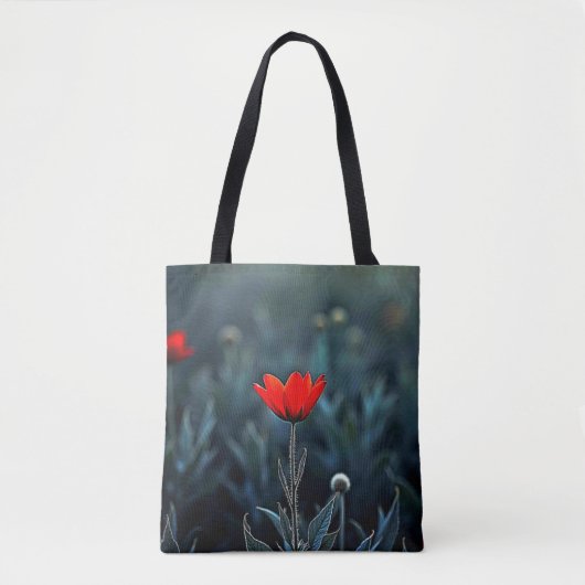 Red Flower Dark Night Solitude Art Tote Bag (Voorkant)