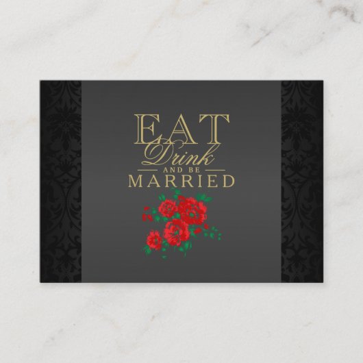 Red Flower Eat, Drink & Be Married - Receptie Informatiekaartje (Voorkant)