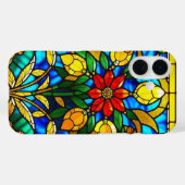 Red Flower Elegant Glas in lood Art Case-Mate iPhone Case (Achterkant (horizontaal))