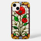 Red Flower Elegant Glas in lood Art Case-Mate iPhone Case (Achterkant)