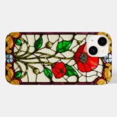 Red Flower Elegant Glas in lood Art Case-Mate iPhone Case (Achterkant (horizontaal))
