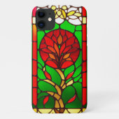 Red Flower Elegant Glas in lood Art Case-Mate iPhone Case (Achterkant)