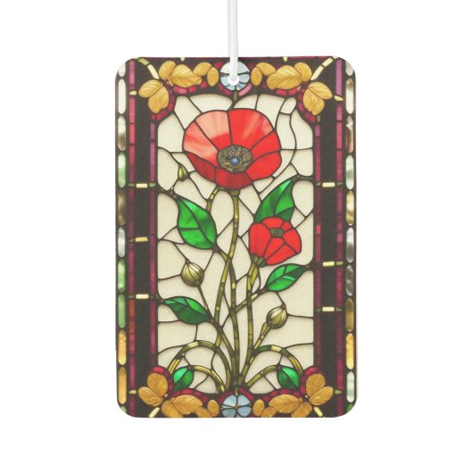 Red Flower Elegant Glas in lood Art Luchtverfrisser (Voorkant)