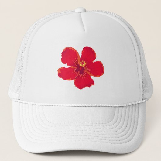 Red Flower Embroidered Bucket Pet (Voorkant)