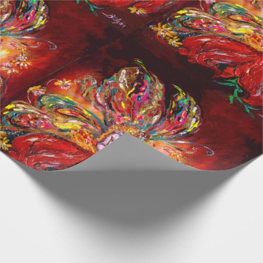 RED FLOWER FAIRY Fantasy Cadeaupapier (Hoek)