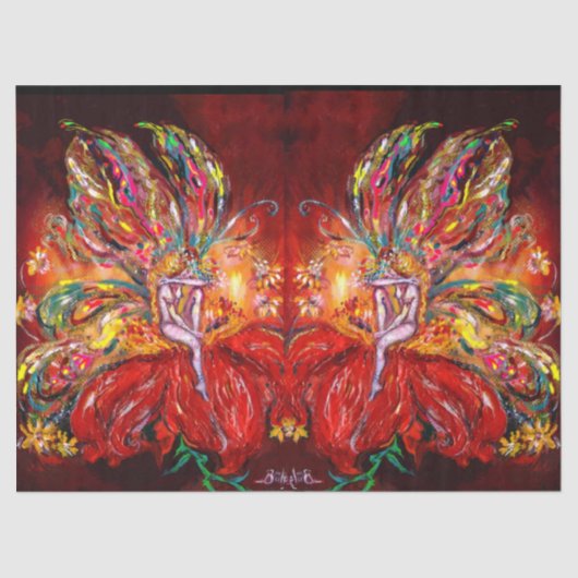 RED FLOWER FAIRY Fantasy Tissuepapier (Voorkant)