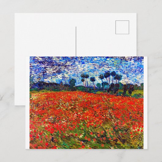 Red Flower Field, Van Gogh Briefkaart (Voorkant / Achterkant)