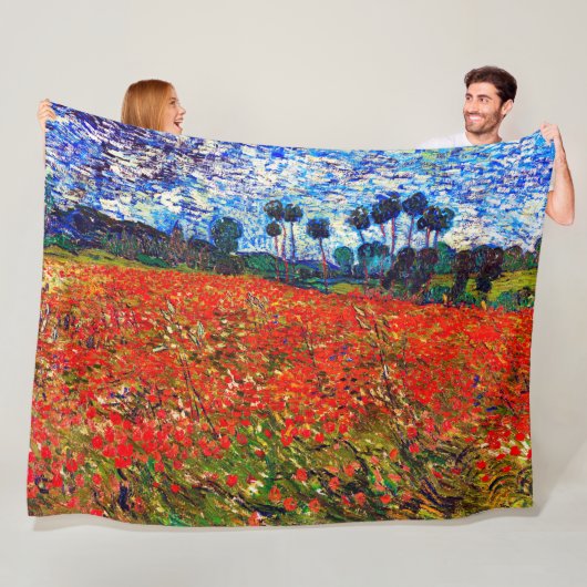 Red Flower Field, Van Gogh Fleece Deken (In situ)