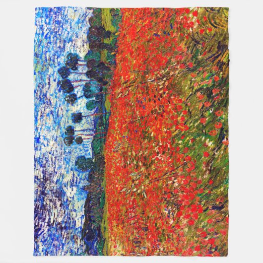 Red Flower Field, Van Gogh Fleece Deken (Voorkant)