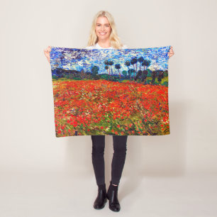 Red Flower Field, Van Gogh Fleece Deken