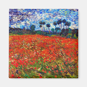 Red Flower Field, Van Gogh Magneet
