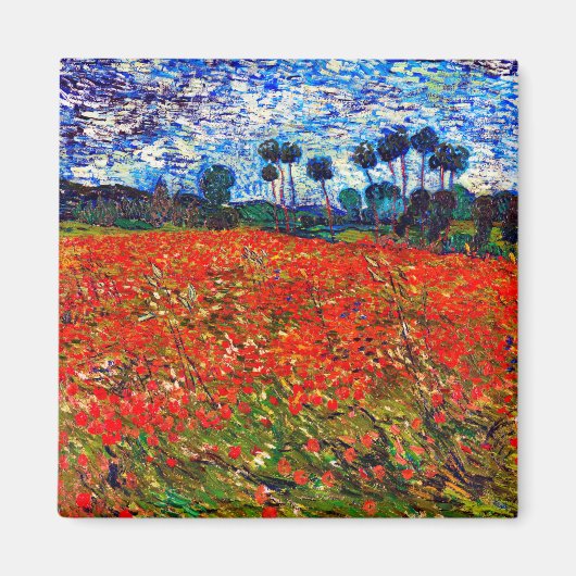 Red Flower Field, Van Gogh Magneet (Voorkant)