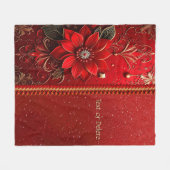 Red Flower Fleece Blanket (Voorkant (Horizontaal))