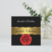 Red Flower Gold Fabulous 50th Kaart (Staand voorkant)