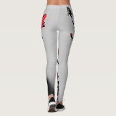 Red Flower Grey Art Leggings (Achterkant)