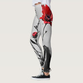 Red Flower Grey Art Leggings (Links)