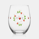 Red Flower Heart Monogram Stemless Glass Wijnglas Zonder Voet (Achterkant)