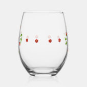Red Flower Heart Monogram Stemless Glass Wijnglas Zonder Voet (Rechts)
