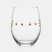 Red Flower Heart Monogram Stemless Glass Wijnglas Zonder Voet (Links)