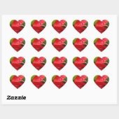 Red Flower Heart Sticker (Vel)
