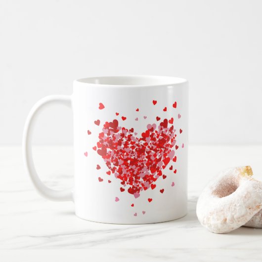 Red Flower Heart Valentijnsdag Gift Mok (Met donut)