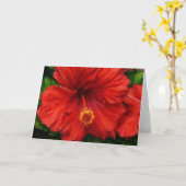 Red Flower Hibiscus Tropical Floral Art Kaart (Gele Bloem)
