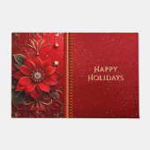 Red Flower Holiday Doormat Deurmat (Voorkant)