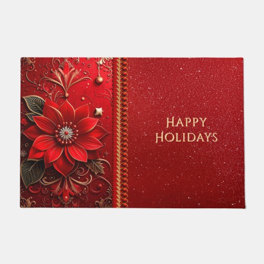 Red Flower Holiday Doormat Deurmat (Voorkant)