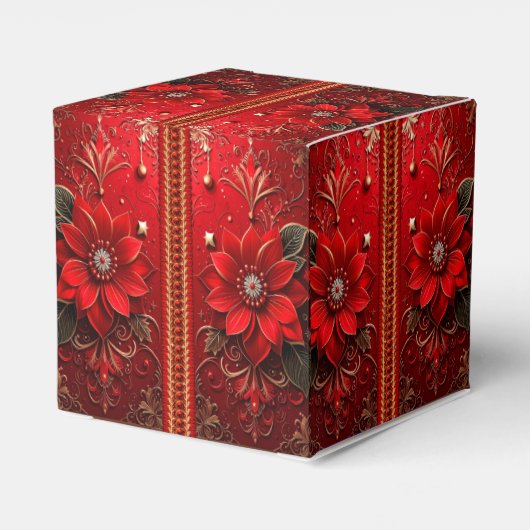 Red Flower Holiday Favor Box Bedankdoosjes (Achterkant)