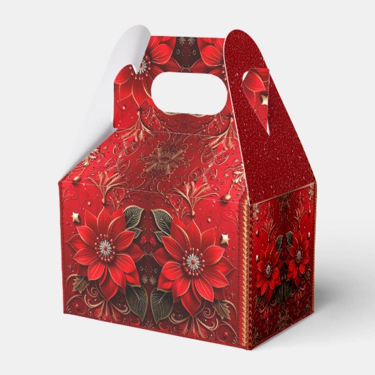 Red Flower Holiday Gift Box Bedankdoosjes (Achterkant)