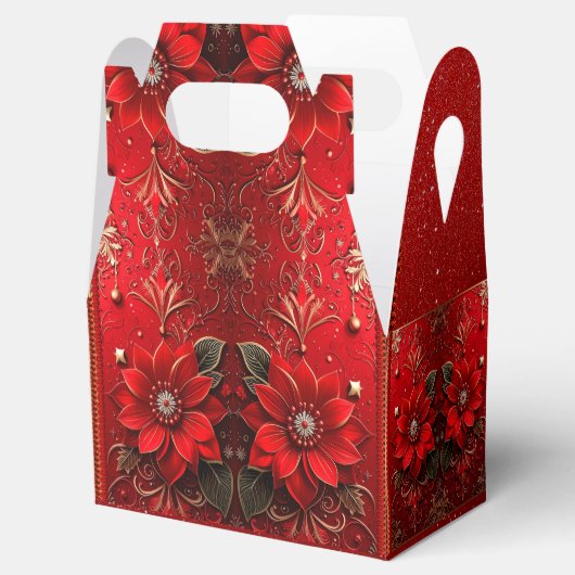 Red Flower Holiday Gift Box Bedankdoosjes (Geopend)