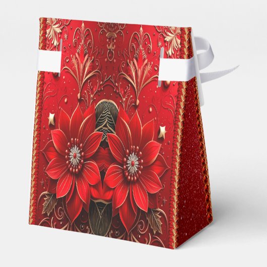 Red Flower Holiday Gift Box Bedankdoosjes (Achterkant)