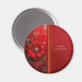 Red Flower Holiday Magnet (Voorkant / Achterkant)