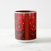 Red Flower Holiday Mug Mok (Midden)