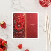 Red Flower Holiday Napkin Servet (Insitu)