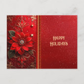 Red Flower Holiday Postcard Briefkaart (Voorkant)