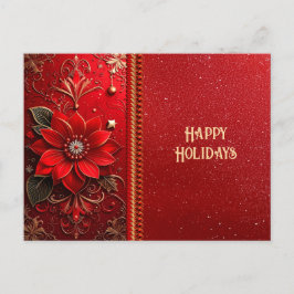 Red Flower Holiday Postcard Briefkaart