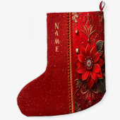 Red Flower Holiday Stocking Grote Kerstsok (Achterkant)
