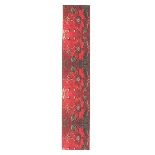 Red Flower Holiday Table Runner Medium Tafelloper (Voorkant)