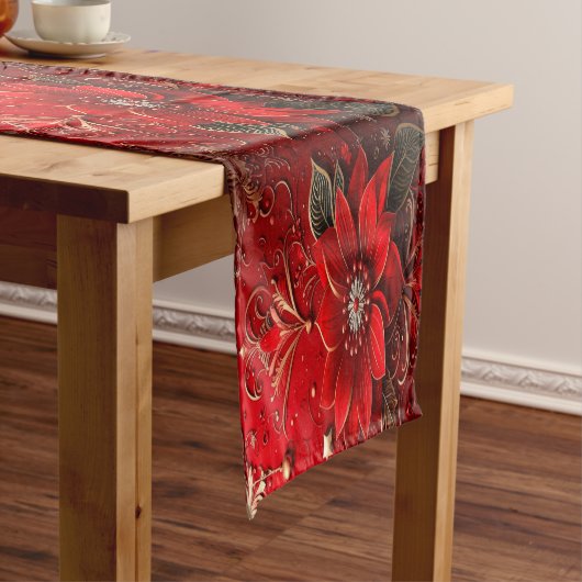 Red Flower Holiday Table Runner Medium Tafelloper (Voorbeeld)