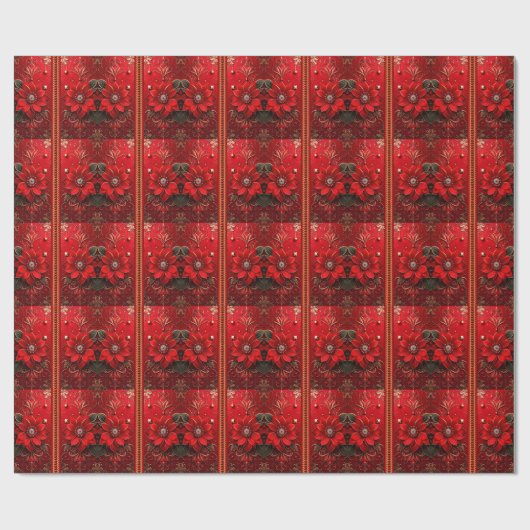 Red Flower Holiday Wrapping Paper Cadeaupapier (Vlak)