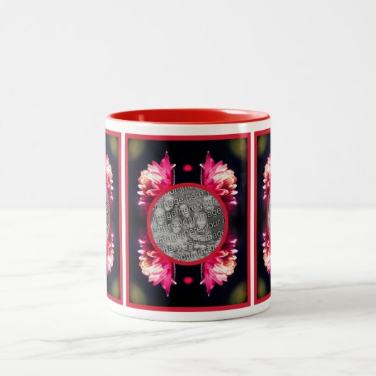Red Flower in Sunlight Lijst Uw foto toevoegen Tweekleurige Koffiemok (Center)