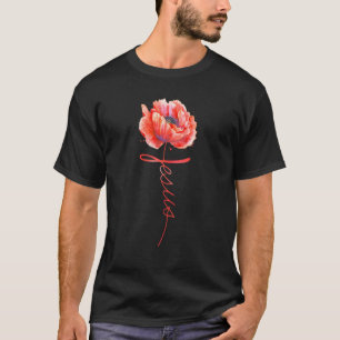 Red Flower Jesus Faith Christelijk God Cross T-shirt