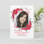 Red Flower Lijst Fotouitnodiging Kaart (Staand voorkant)