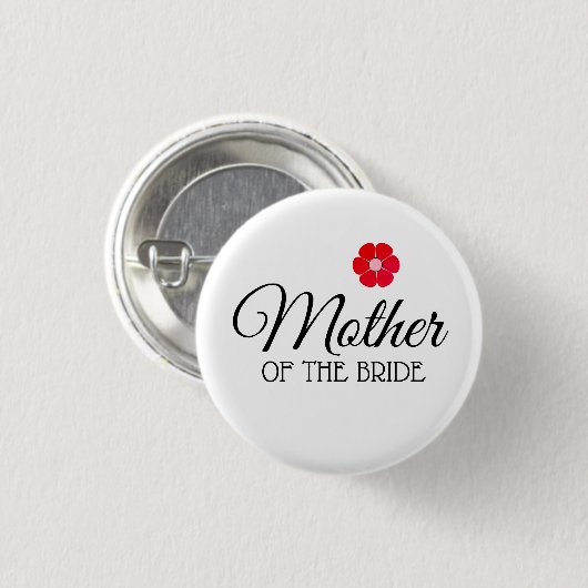 Red Flower Moeder of the Bride Button Badges (Voorkant /achterkant)