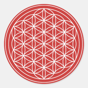 Red Flower of Life-Sticker Ronde Sticker
