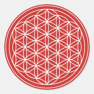 Red Flower of Life-Sticker Ronde Sticker