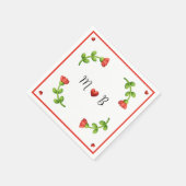 Red Flower Paper Napkins – Personalized Monogram Servet (Hoek)